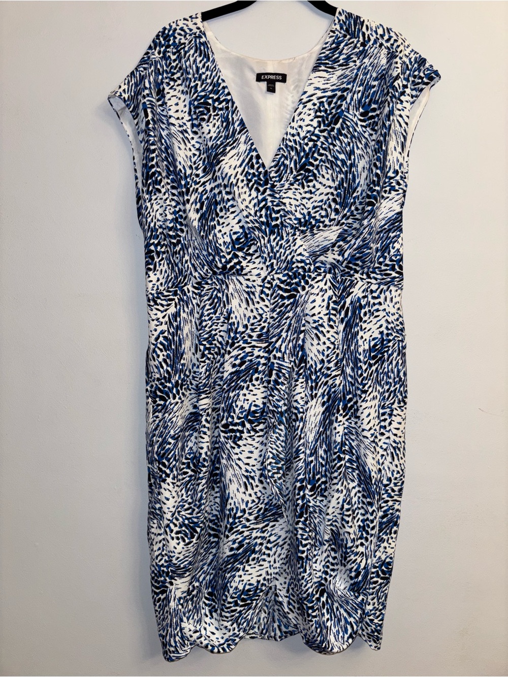 Express Blue & White V-Neck Dress